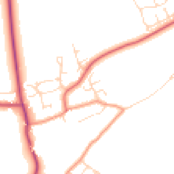 Daytime road noise heatmap for NG20 0RL