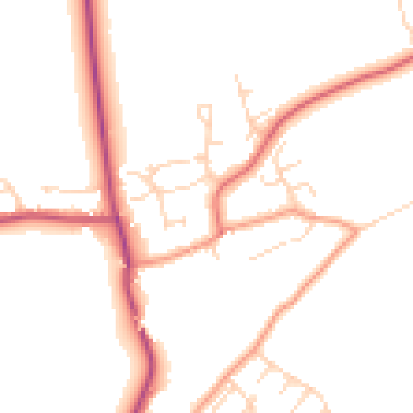 Daytime road noise heatmap for NG20 0RP
