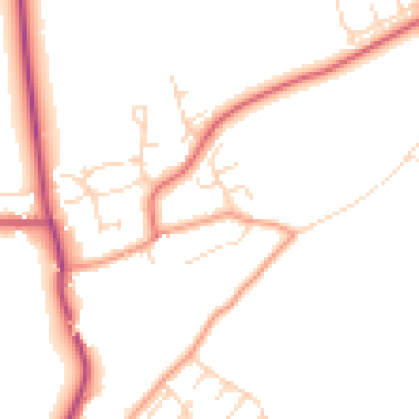 Daytime road noise heatmap for NG20 0RQ