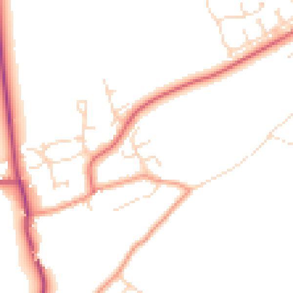 Daytime road noise heatmap for NG20 0RW