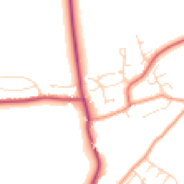 Daytime road noise heatmap for NG20 0SA