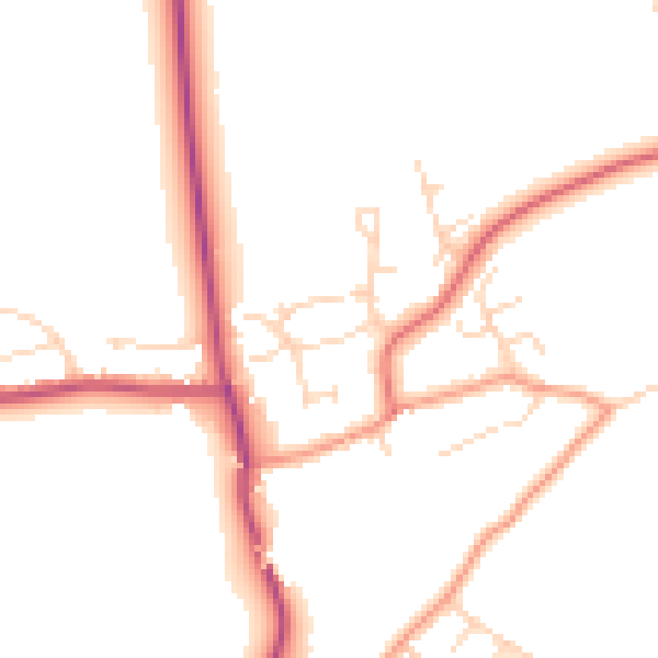 Daytime road noise heatmap for NG20 0SB