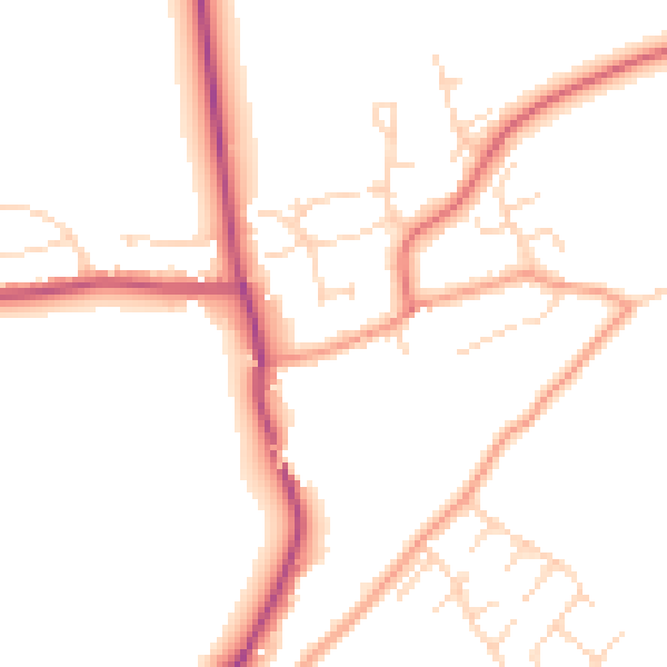 Daytime road noise heatmap for NG20 0SD