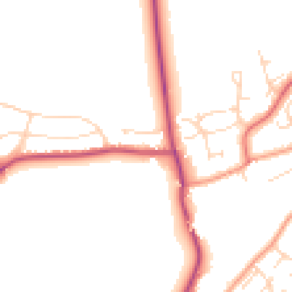Daytime road noise heatmap for NG20 0SN