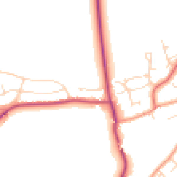 Daytime road noise heatmap for NG20 0SQ