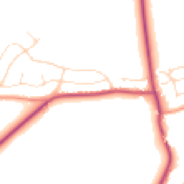 Daytime road noise heatmap for NG20 0SW