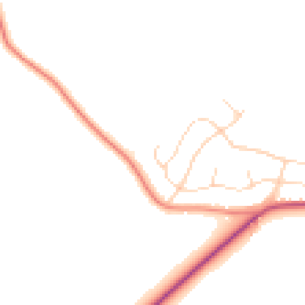 Daytime road noise heatmap for NG20 0SX