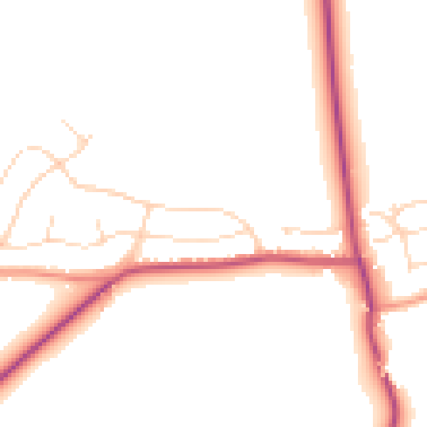 Daytime road noise heatmap for NG20 0TG