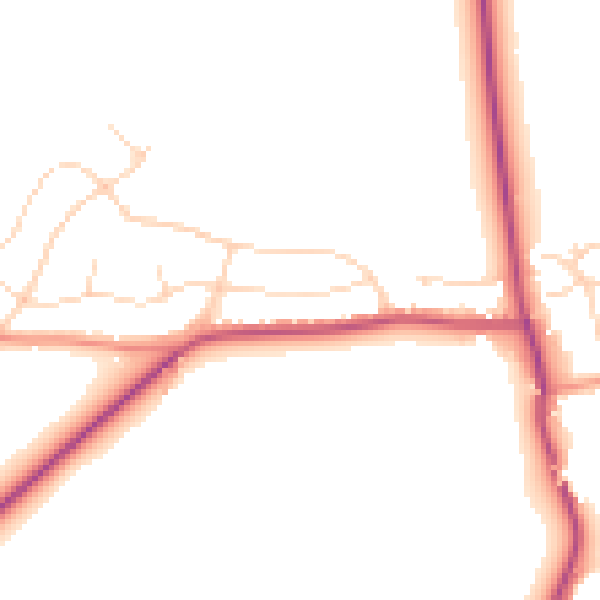 Daytime road noise heatmap for NG20 0TQ