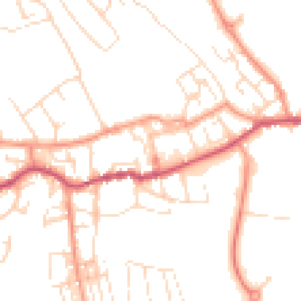 Daytime road noise heatmap for NG20 8AQ