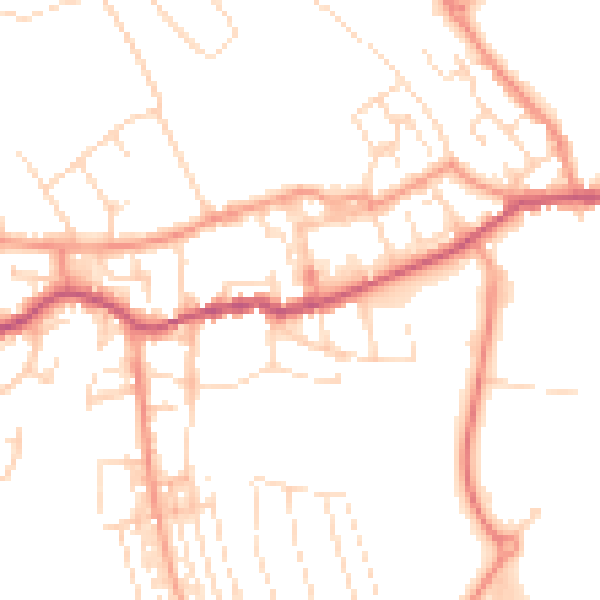 Daytime road noise heatmap for NG20 8AU