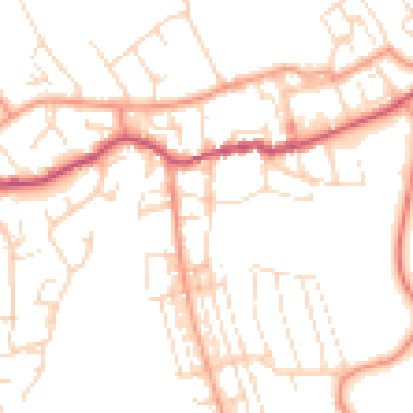 Daytime road noise heatmap for NG20 8DE