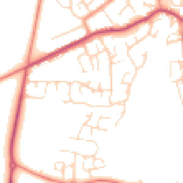 Daytime road noise heatmap for NG20 8EX