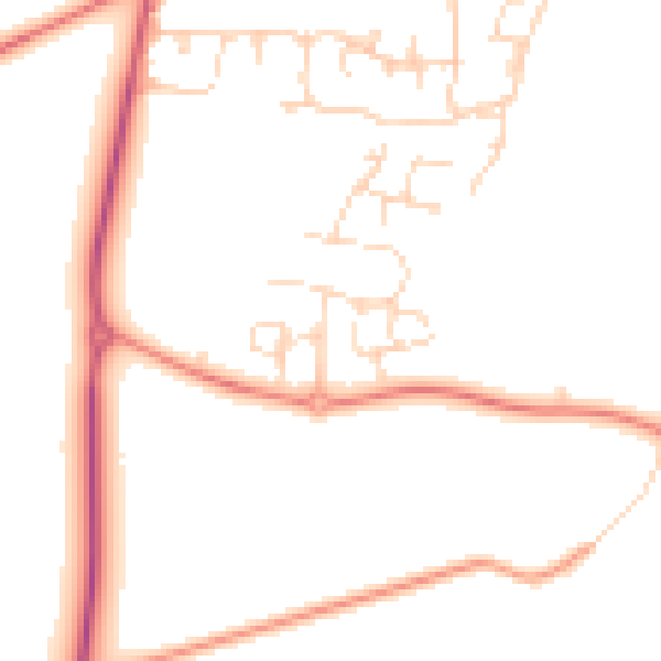 Daytime road noise heatmap for NG20 8EY