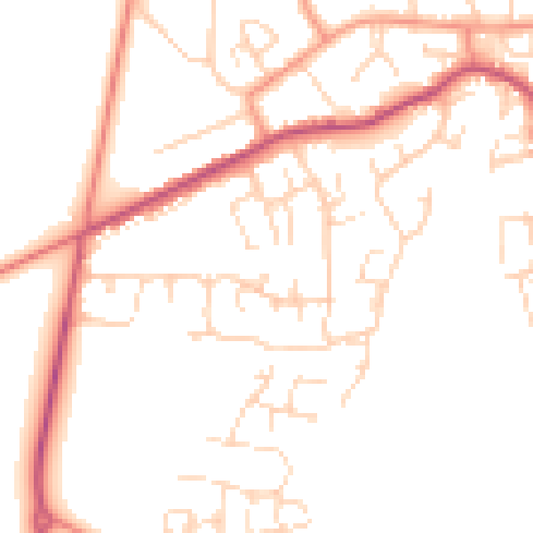 Daytime road noise heatmap for NG20 8FA