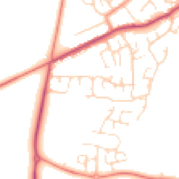 Daytime road noise heatmap for NG20 8FB