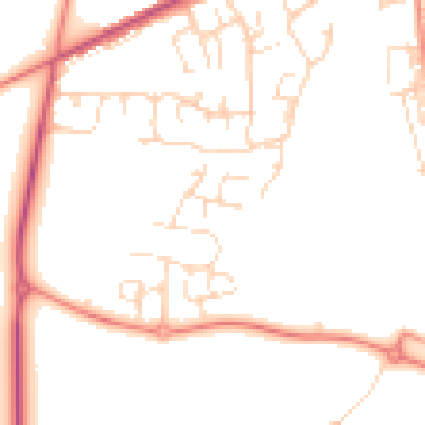 Daytime road noise heatmap for NG20 8GL