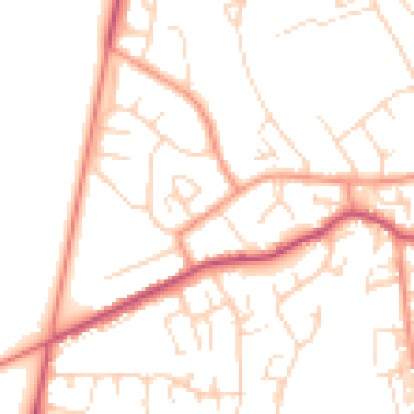 Daytime road noise heatmap for NG20 8ND