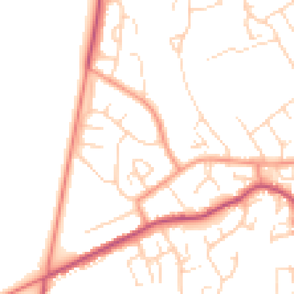 Daytime road noise heatmap for NG20 8NQ