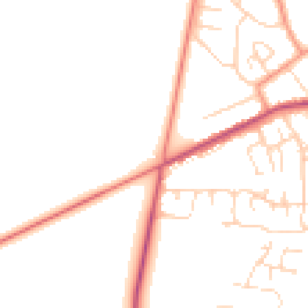 Daytime road noise heatmap for NG20 8PA