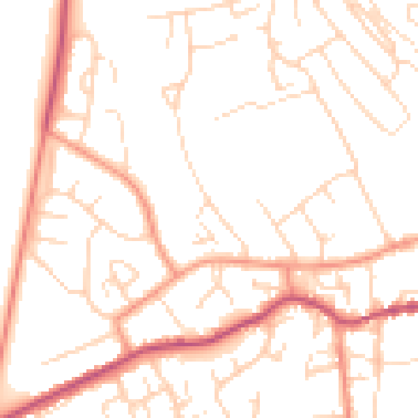 Daytime road noise heatmap for NG20 8PP