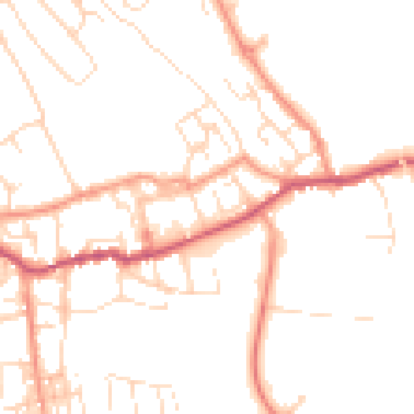 Daytime road noise heatmap for NG20 8UA