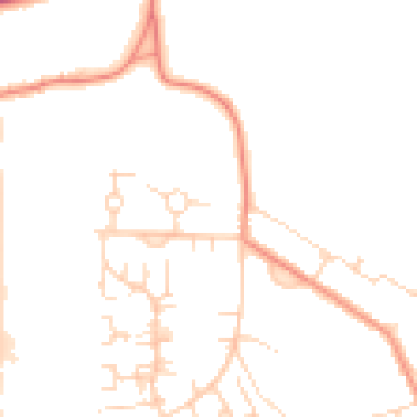 Daytime road noise heatmap for NG20 9AS
