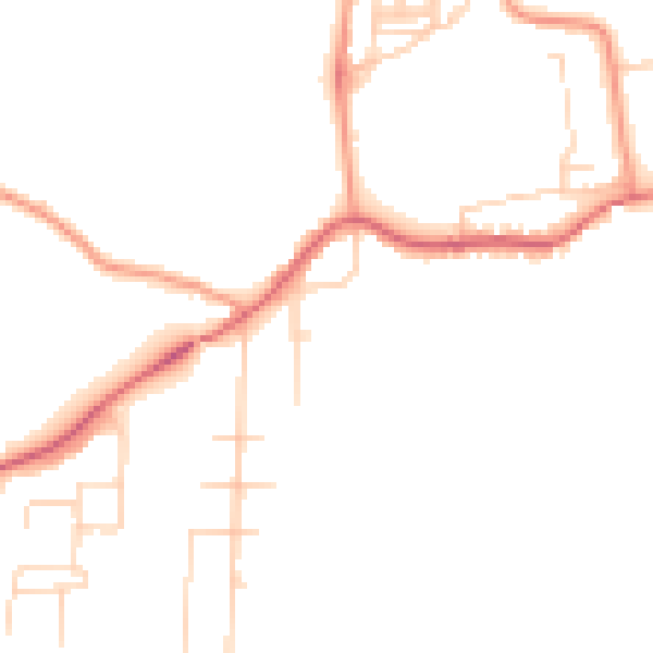 Daytime road noise heatmap for NG20 9DL