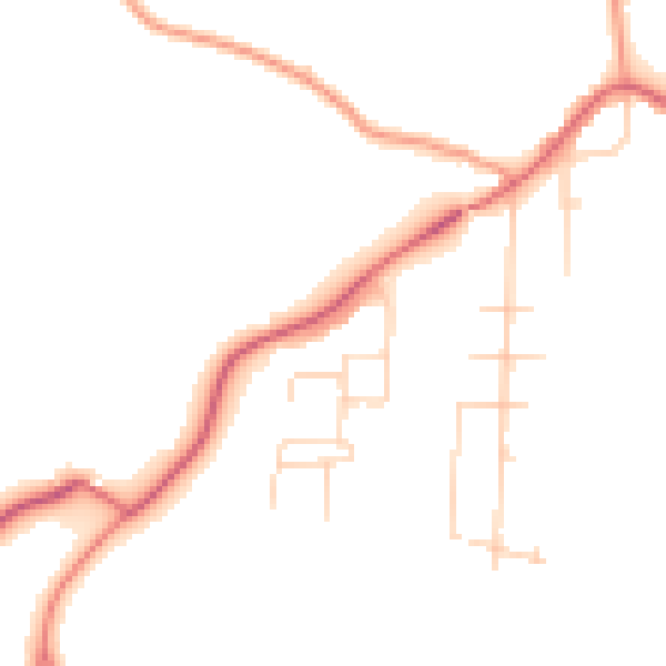 Daytime road noise heatmap for NG20 9ED