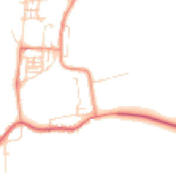 Daytime road noise heatmap for NG20 9ET