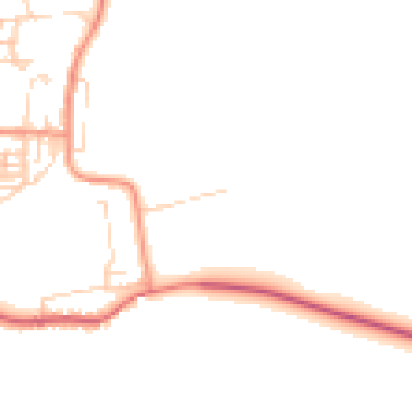 Daytime road noise heatmap for NG20 9EX