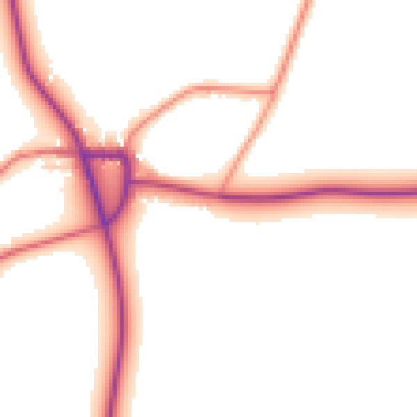 Daytime road noise heatmap for NG20 9JW