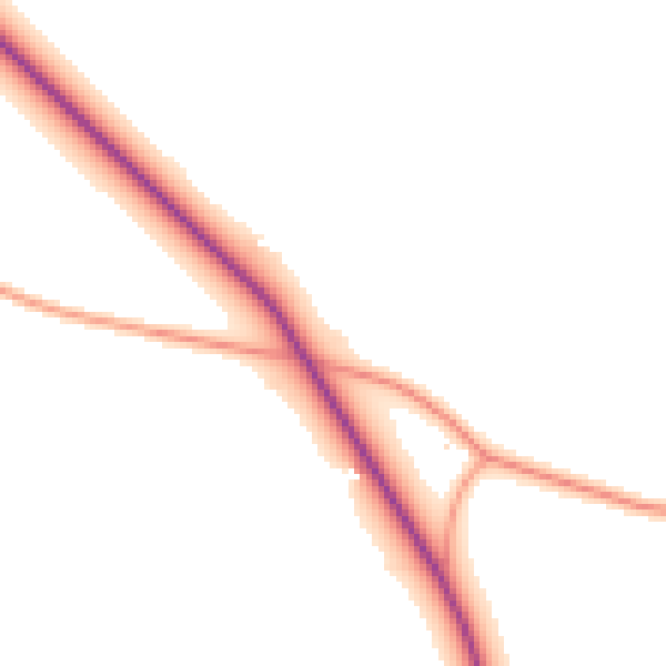 Daytime road noise heatmap for NG20 9LQ