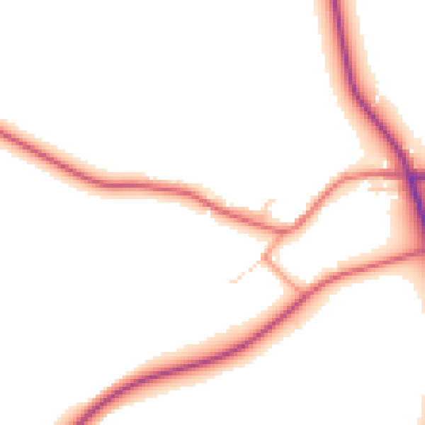 Daytime road noise heatmap for NG20 9LU