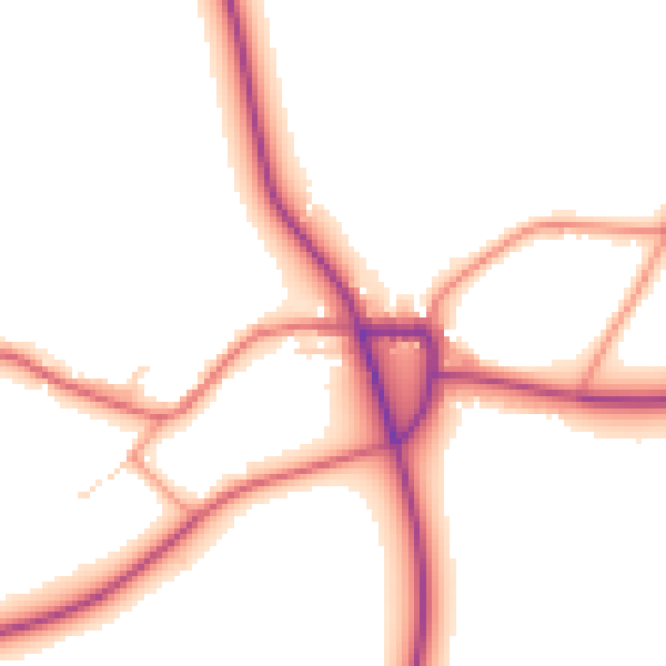 Daytime road noise heatmap for NG20 9LY