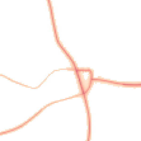 Night-time road noise heatmap for NG20 9LY
