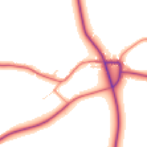 Daytime road noise heatmap for NG20 9LZ