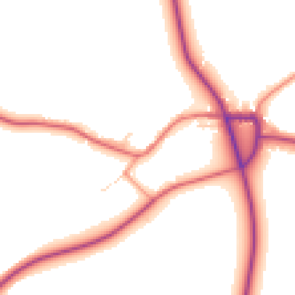 Daytime road noise heatmap for NG20 9NA
