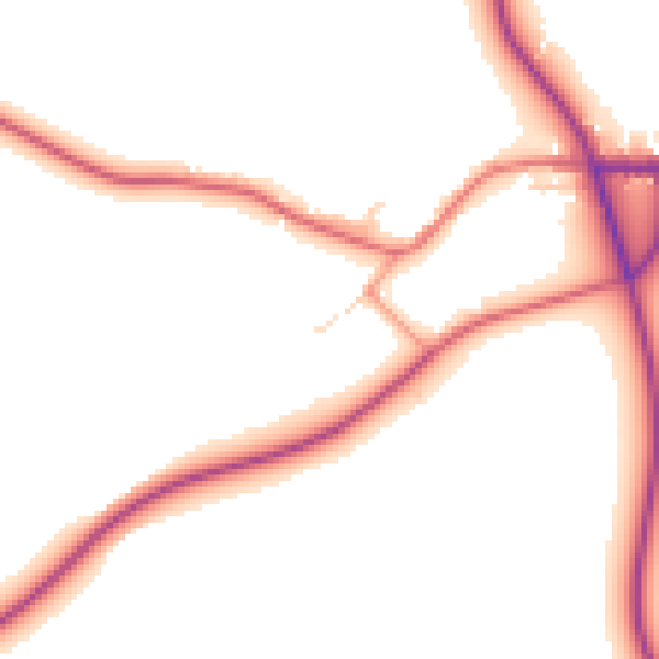 Daytime road noise heatmap for NG20 9NB