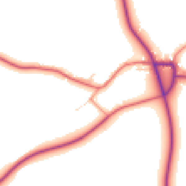 Daytime road noise heatmap for NG20 9NE
