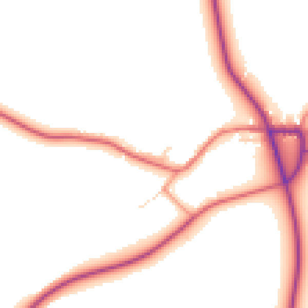 Daytime road noise heatmap for NG20 9NH