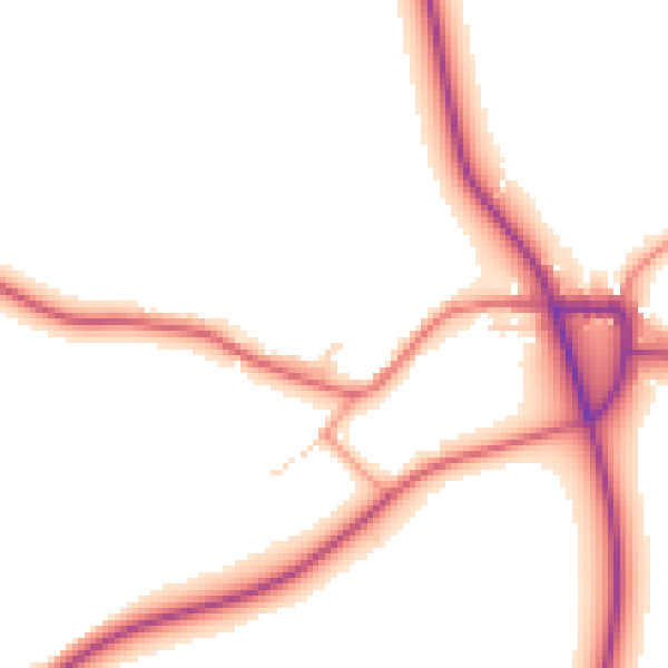 Daytime road noise heatmap for NG20 9NT