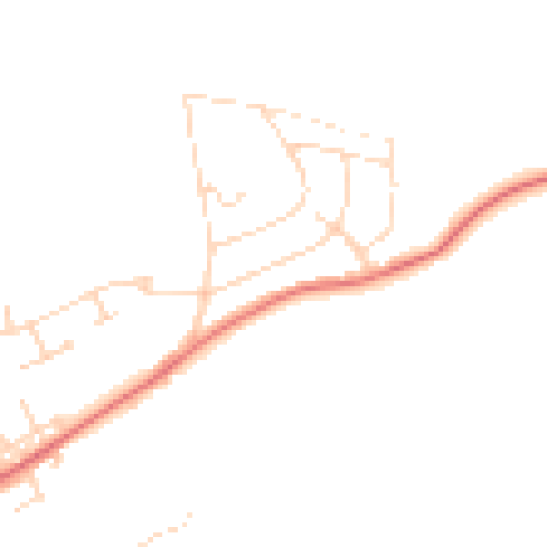 Daytime road noise heatmap for NG20 9PP