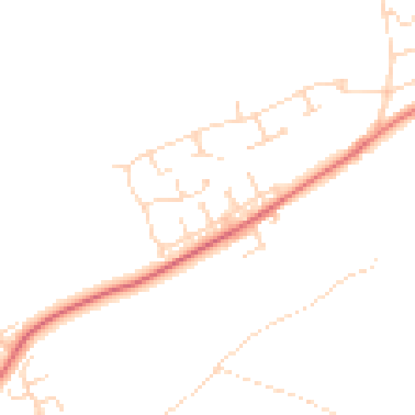 Daytime road noise heatmap for NG20 9QD