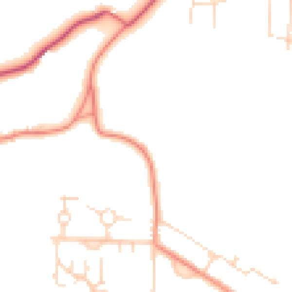 Daytime road noise heatmap for NG20 9RD
