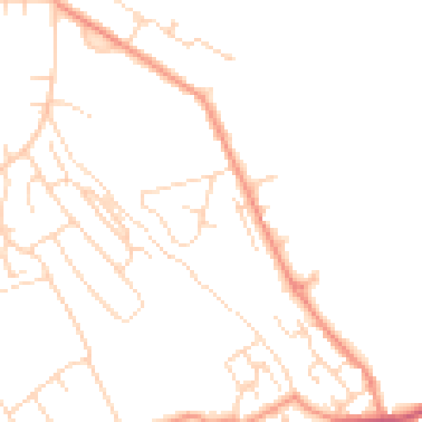 Daytime road noise heatmap for NG20 9RT