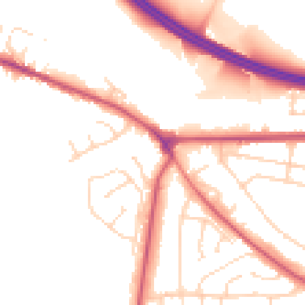 Daytime road noise heatmap for NG21 0AB