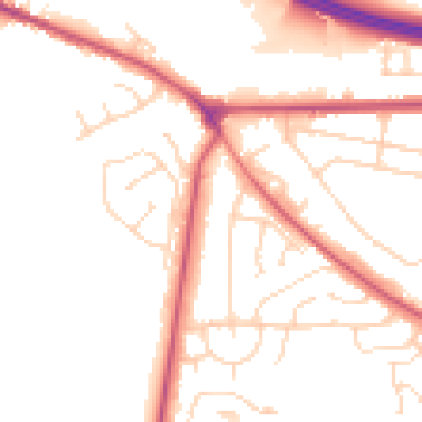 Daytime road noise heatmap for NG21 0AD