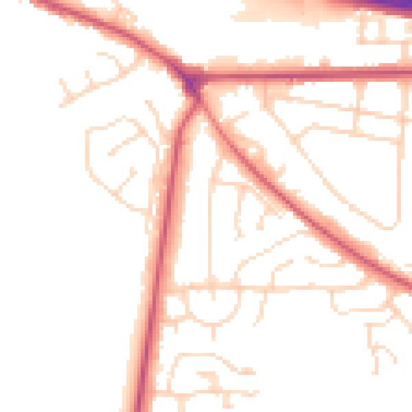 Daytime road noise heatmap for NG21 0AH