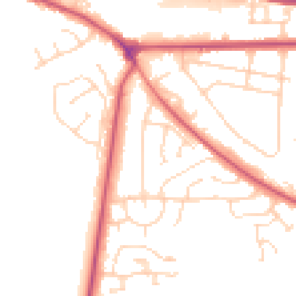 Daytime road noise heatmap for NG21 0AJ